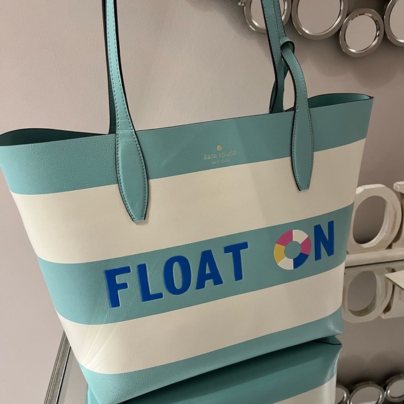 Kate Spade ♠️ Float On Poolside Splash 2pc leather tote & wristlet Reversible - Picture 2 of 7